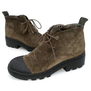 Eileen Fisher Reese Ankle Bootie Sz 6 Waterproof Suede Boot Cap Toe Chunky Sole